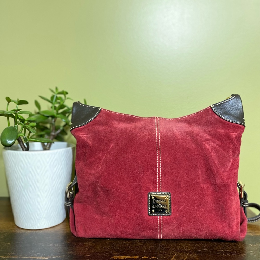 Dooney & Bourke Red Suede Crossbody Purse